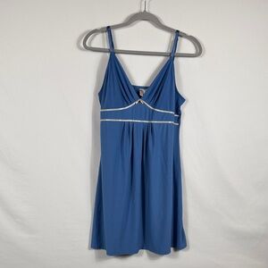 Ambrielle Blue Chemise White Accents. Bow details. Adjustable Straps. Size L